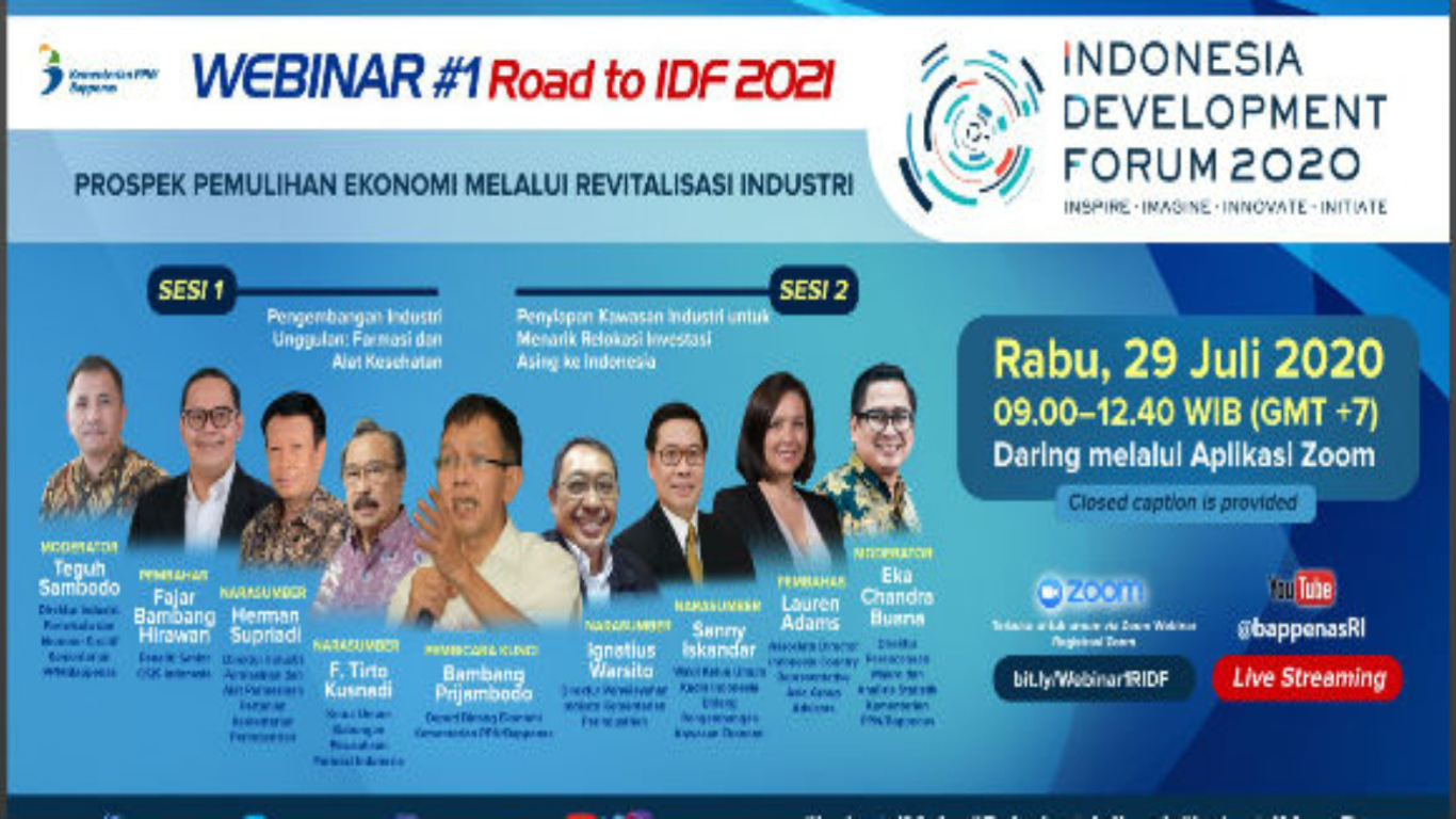 Webinar #1 Road to IDF 2021: Bappenas Bahas Peran Revitalisasi Industri untuk Pemulihan Ekonomi di Tengah Pandemi